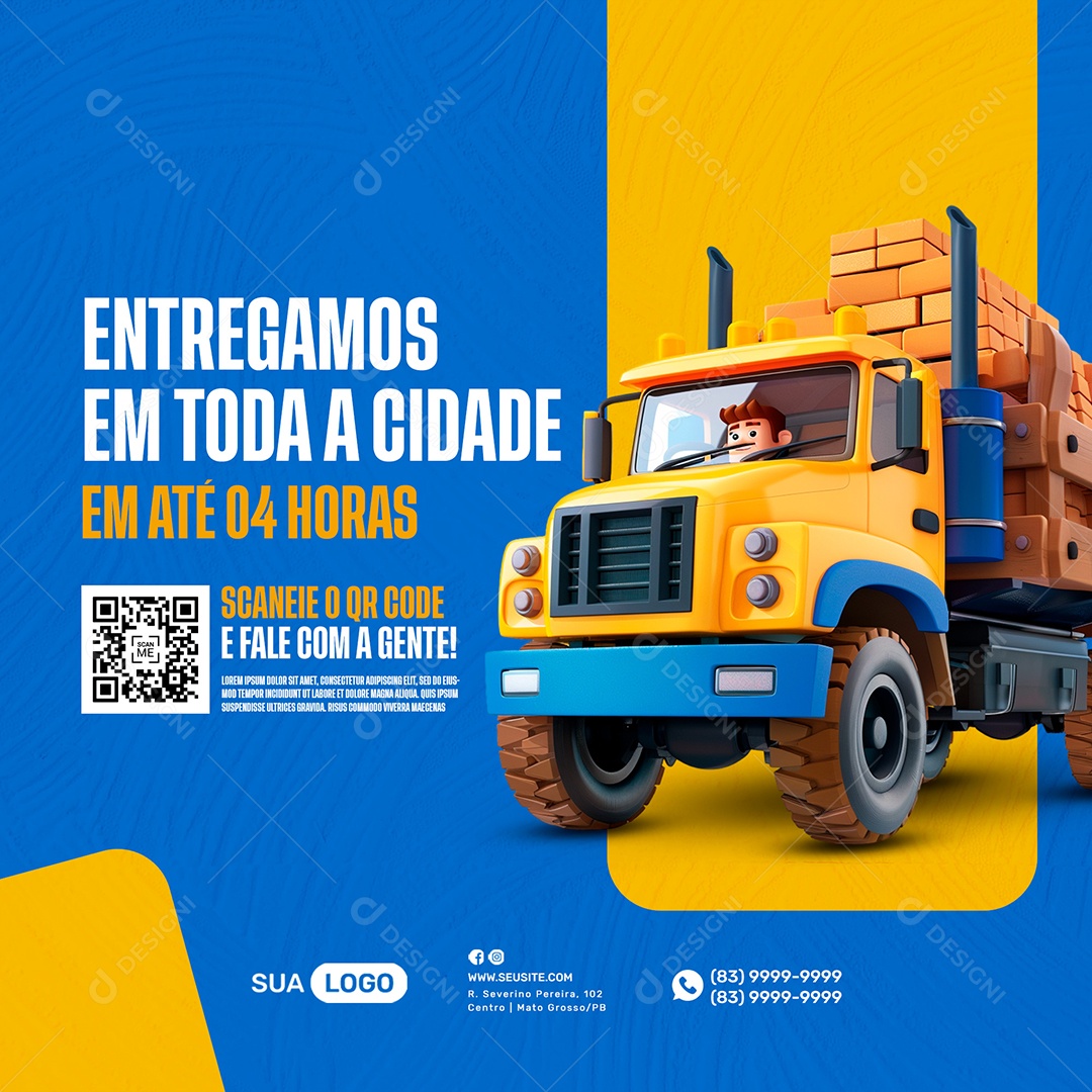 Construção Entregamos em Toda a Cidade Social Media PSD Editável