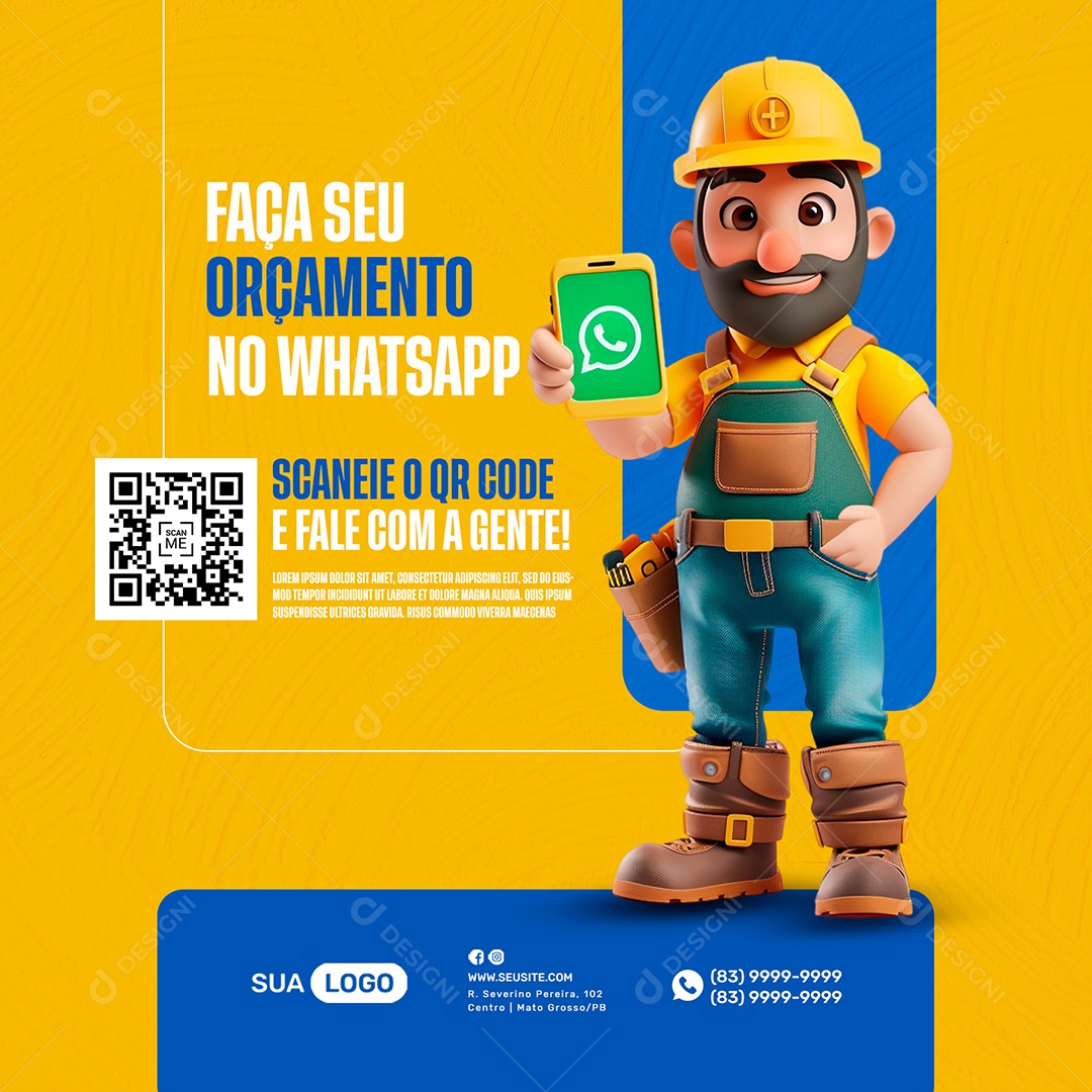 Construção Faça seu Orçamento Social Media PSD Editável