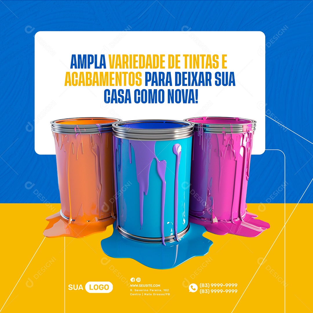 Construção Ampla Variedade de Tintas  Social Media PSD Editável