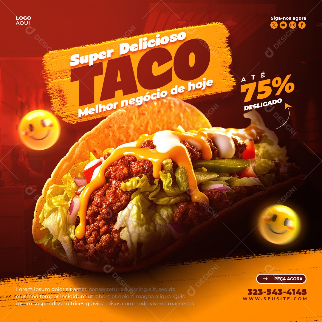 Banner Super Delicioso Taco Social Media PSd Editável