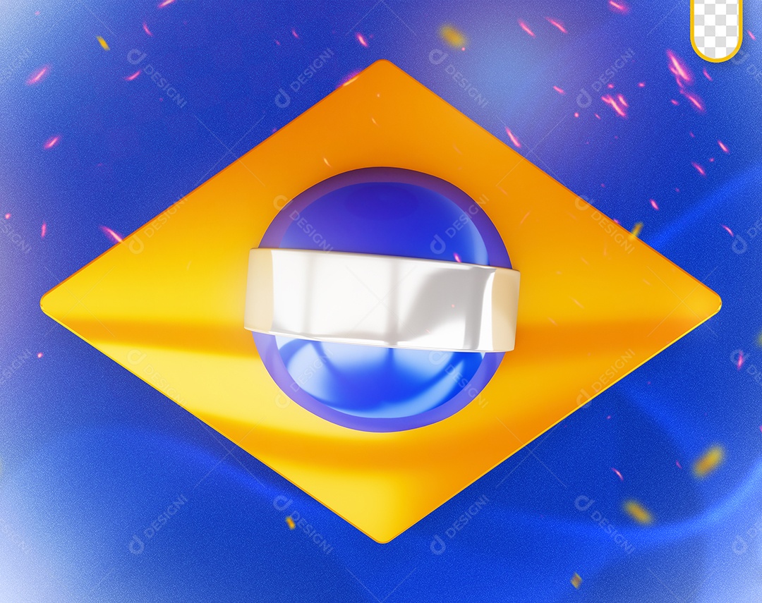 Bandeira do Brasil Elemento 3D para Composição PSD