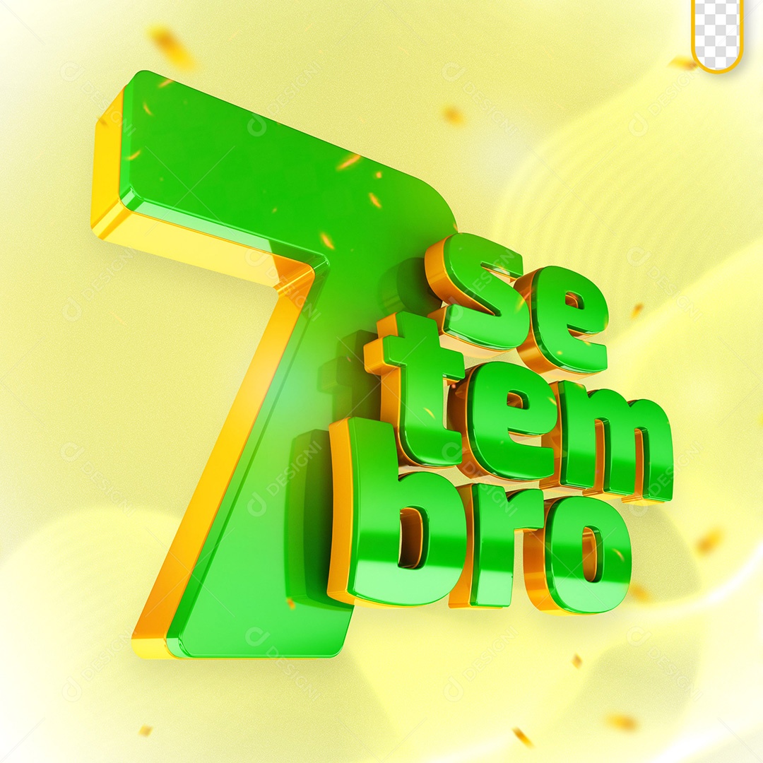 Setembro 7 Verde Selo 3D para Composição PSD
