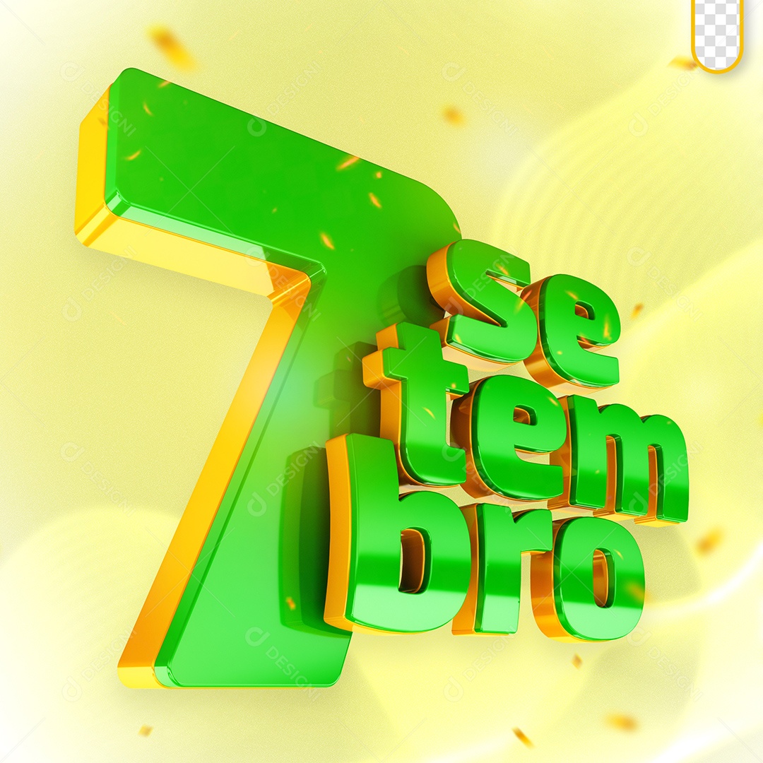 Setembro 7 Selo 3D Verde para Composição PSD