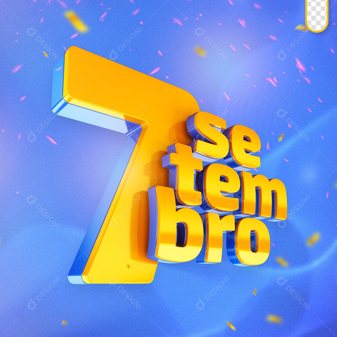 Setembro 7 Selo 3D para Composição PSD