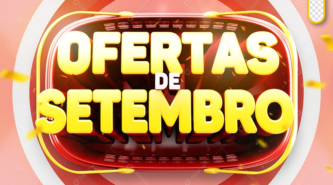 Ofertas de Setembro Selo 3D para Composição PSD