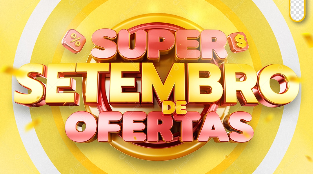 Super Setembro de Ofertas Selo 3D para Composição PSD