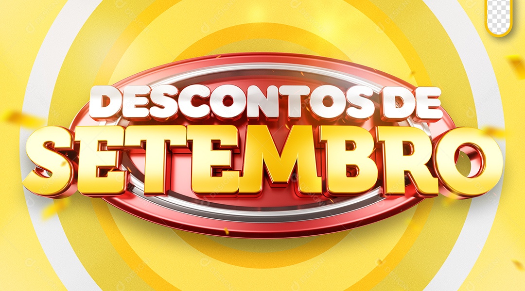 Descontos de Setembro Selo 3D para Composição PSD