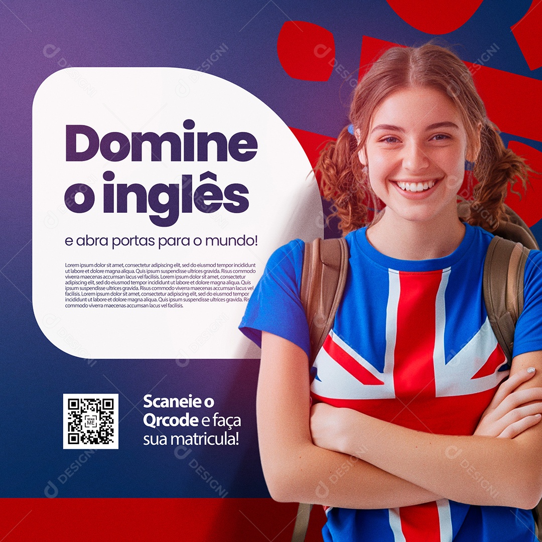 Aulas de Inglês Social Media PSD Editável