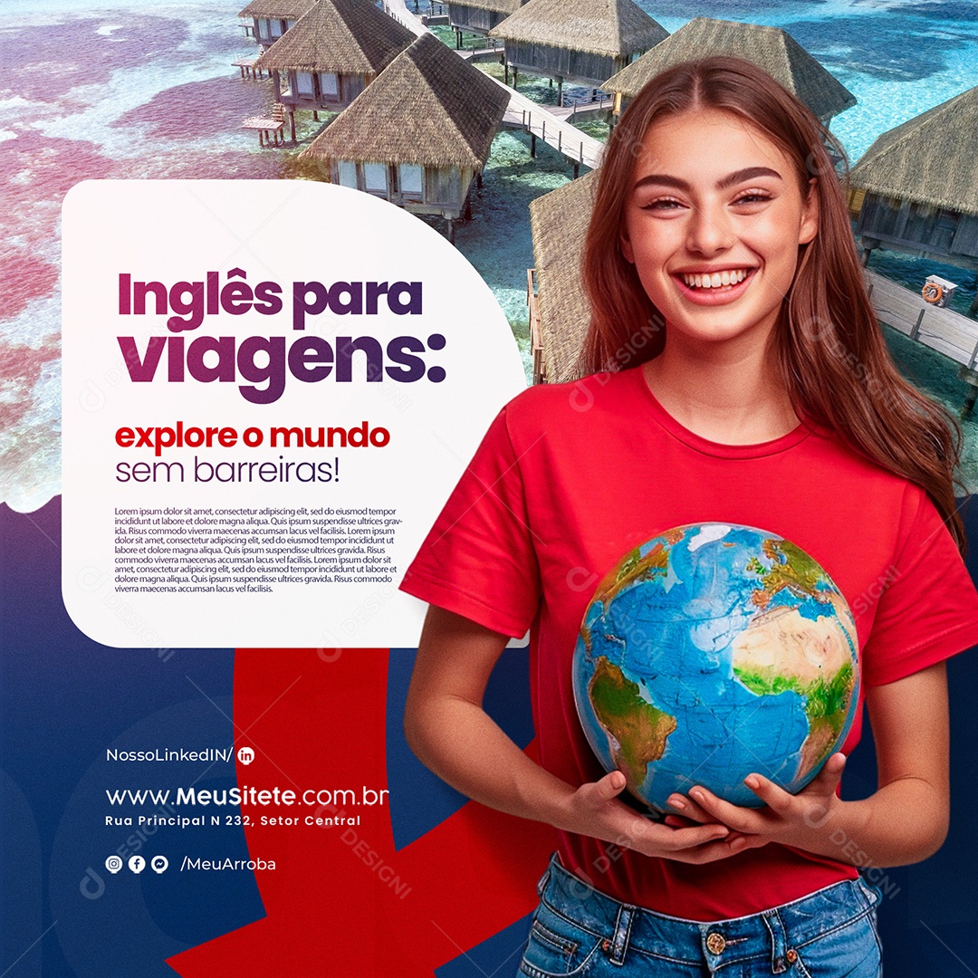 Aulas de Inglês Social Media PSD Editável