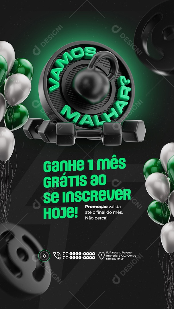 Story Academia Vamos Malhar Social Media PSD Editável