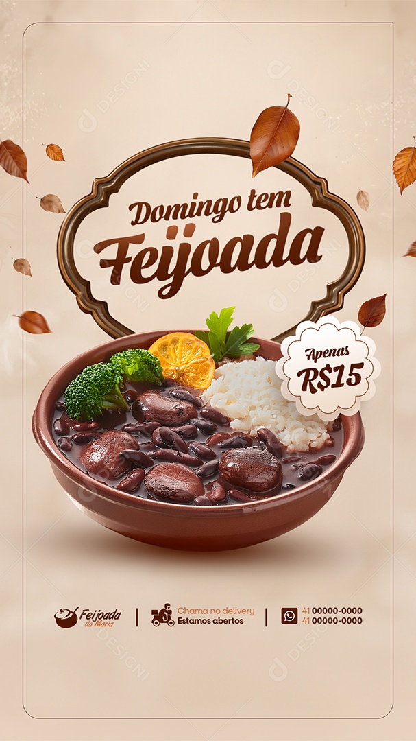 Story Domingo Tem Feijoada Social Media PSD Editável
