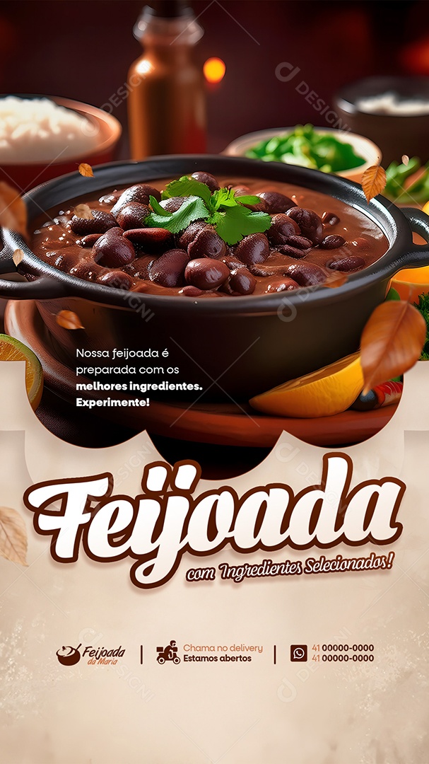Story Feijoada com Ingredientes Selecionadas Social Media PSD Editável