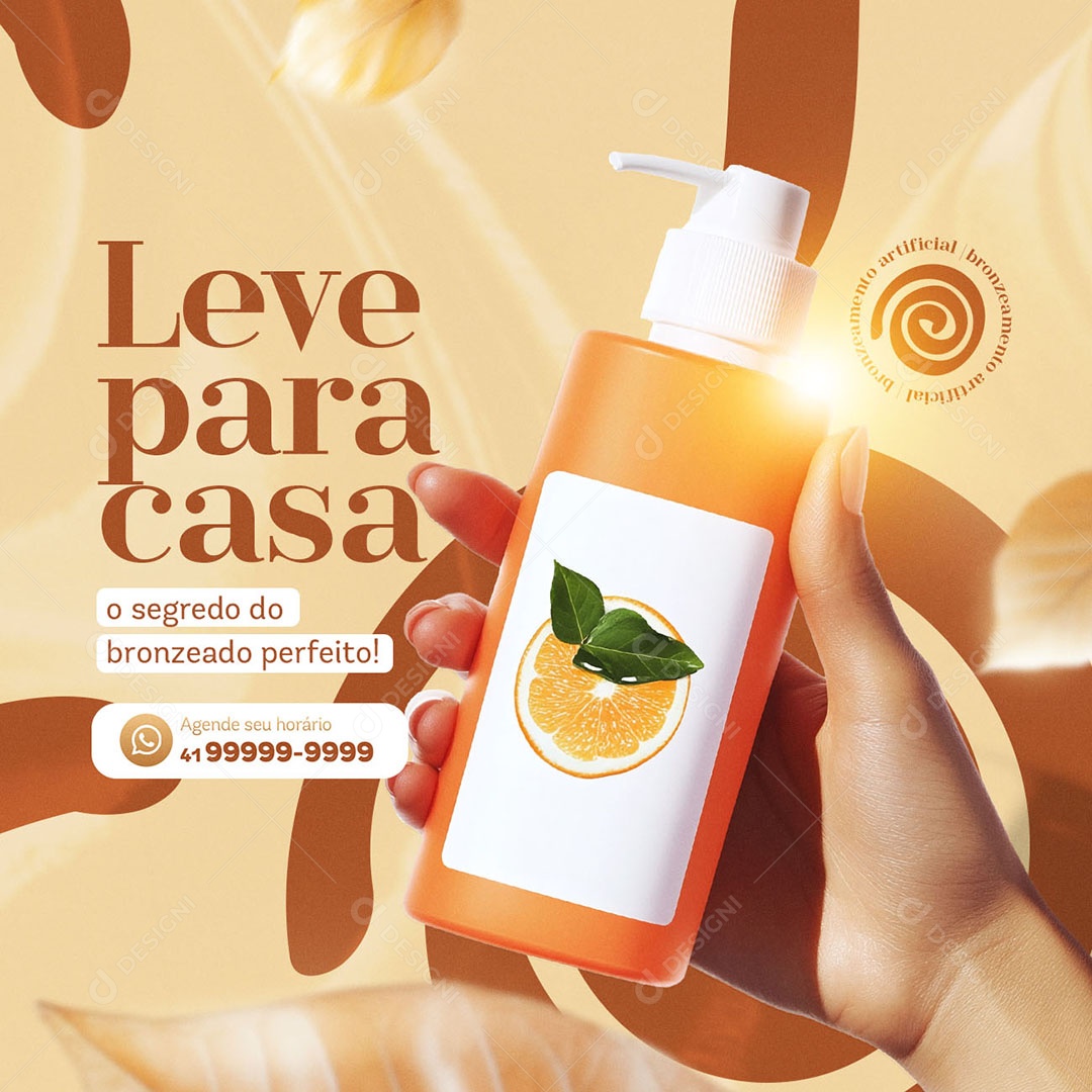 Bronzeamento Artificial Leve para Casa Social Media PSD Editável