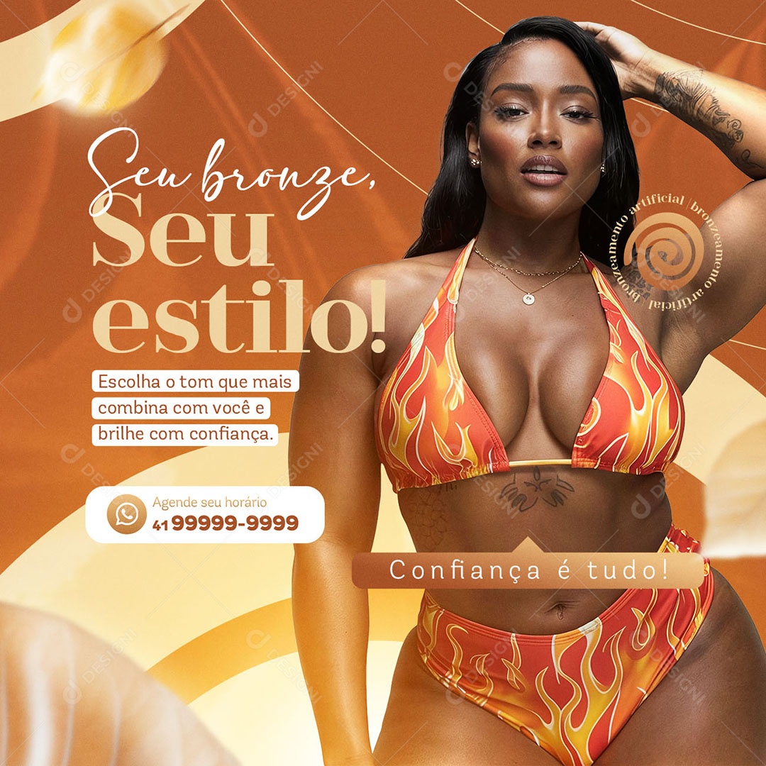Bronzeamento Artificial Seu Bronze seu Estilo Social Media PSD Editável