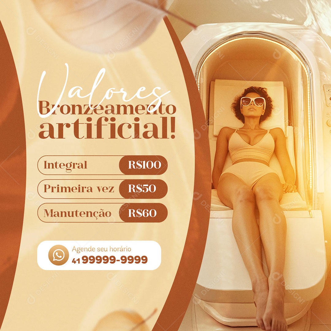 Bronzeamento Artificial Valores Social Media PSD Editável