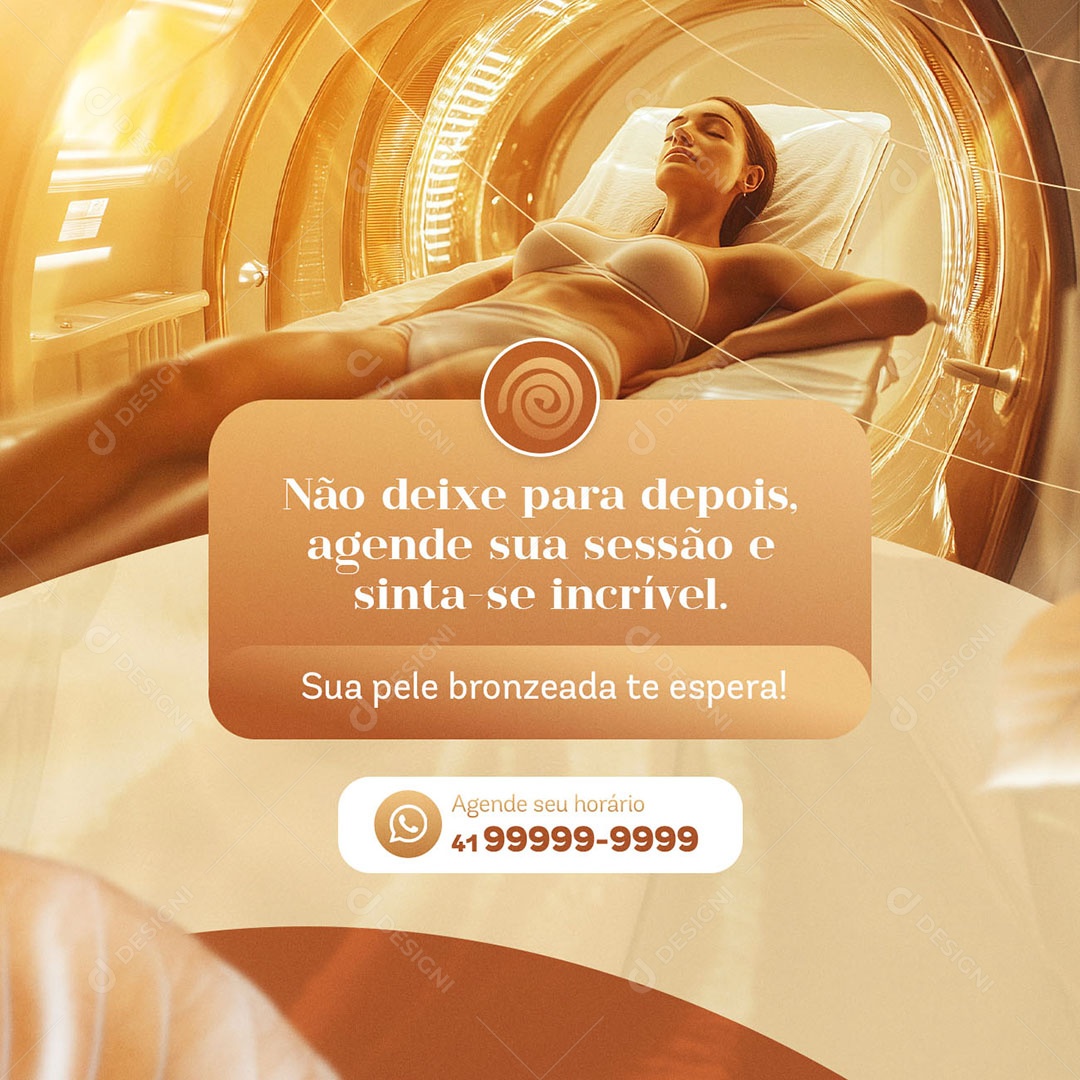 Bronzeamento Artificial Agende seu Horário Social Media PSD Editável