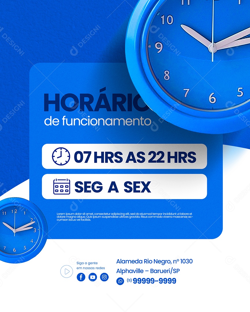 Horário de Funcionamento Social Media PSD Editável