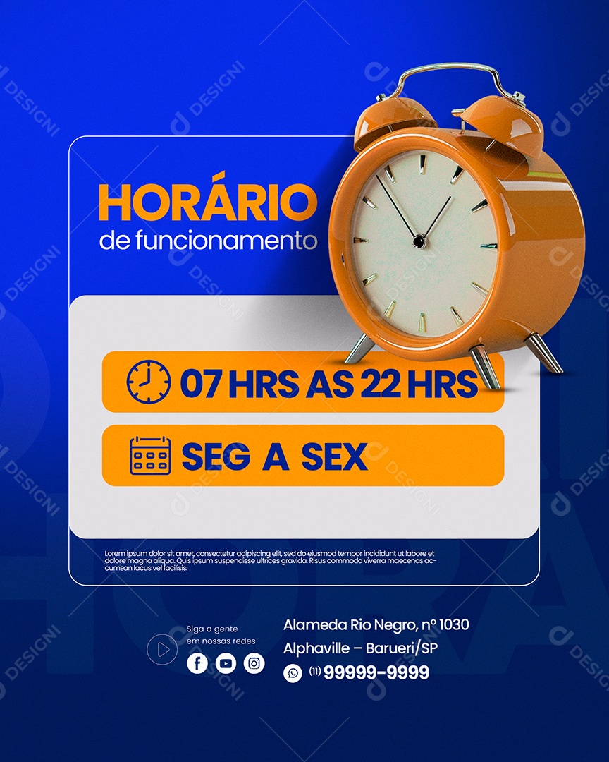 Horário de Funcionamento Social Media PSD Editável