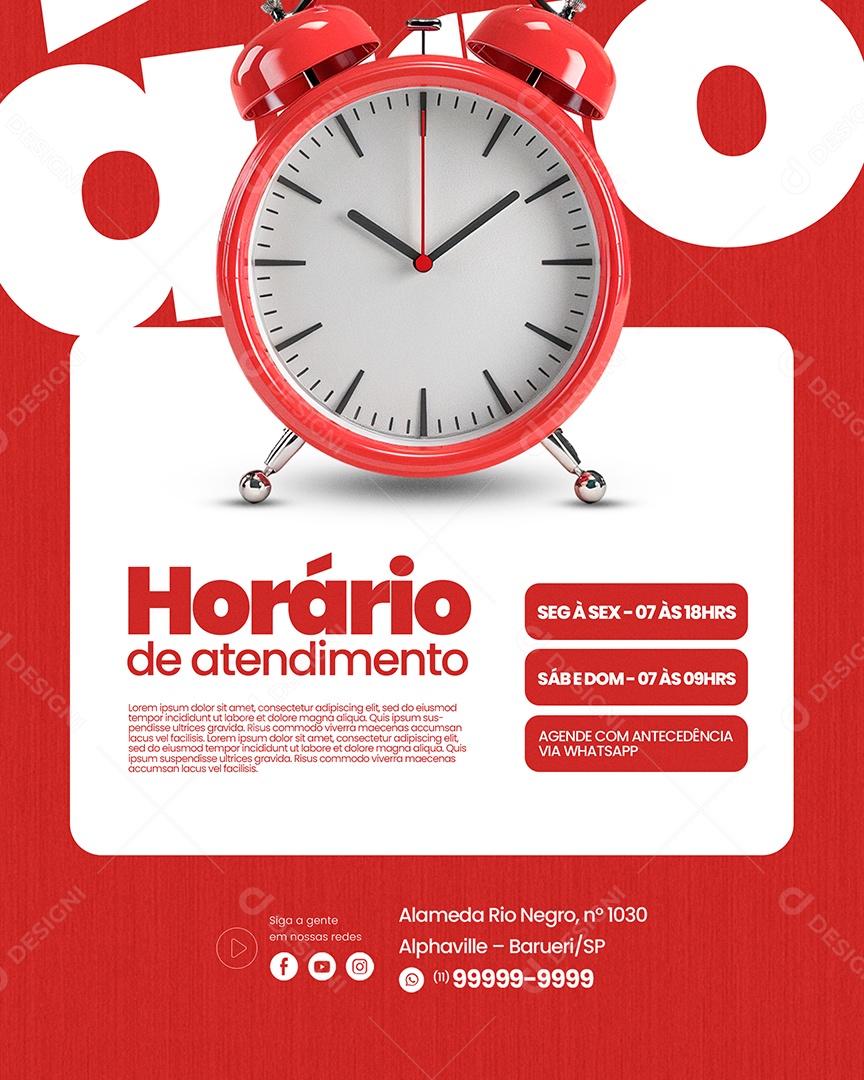 Horário de Atendimento Social Media PSD Editável