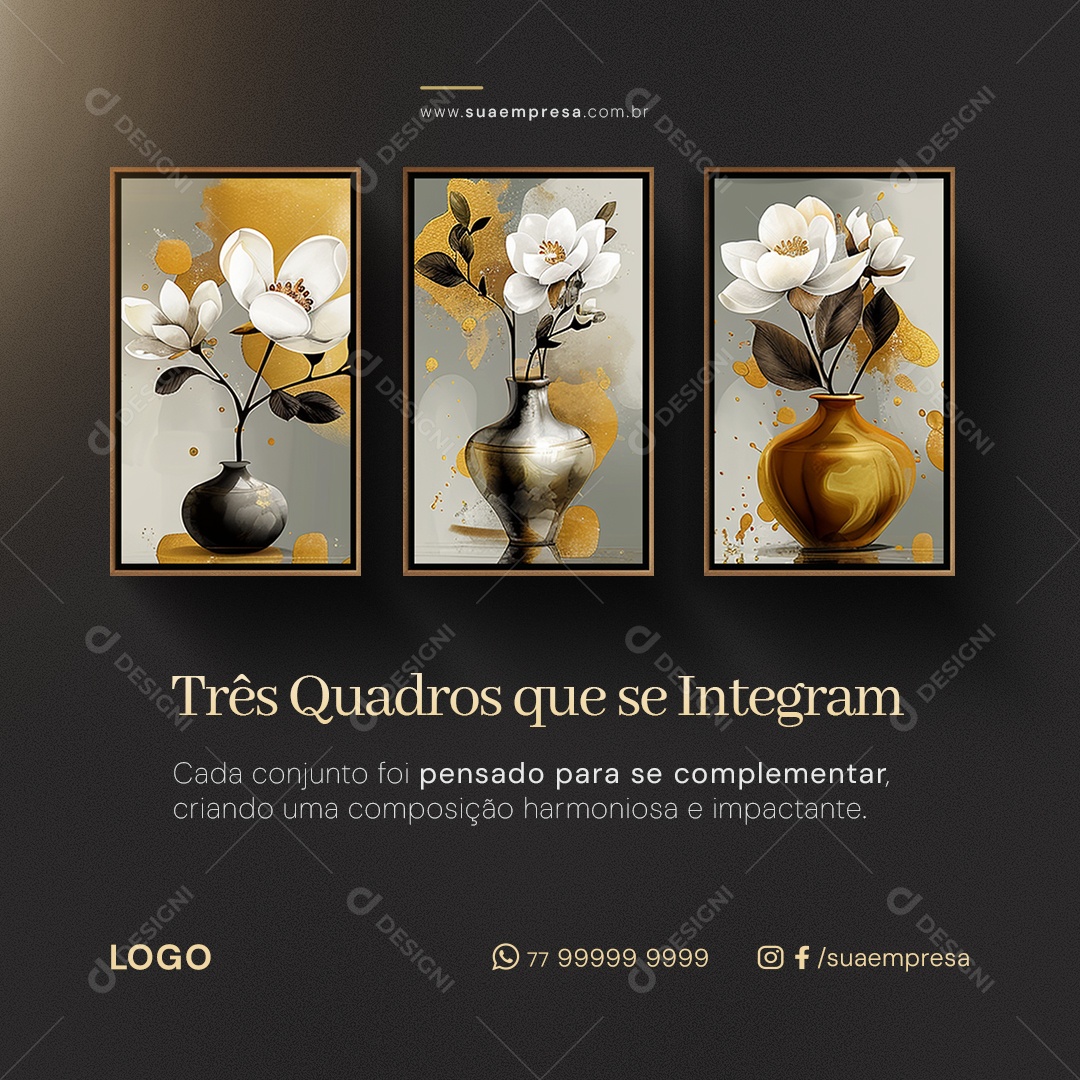 Três Quadros que se Entegram Social Media PSD Editável