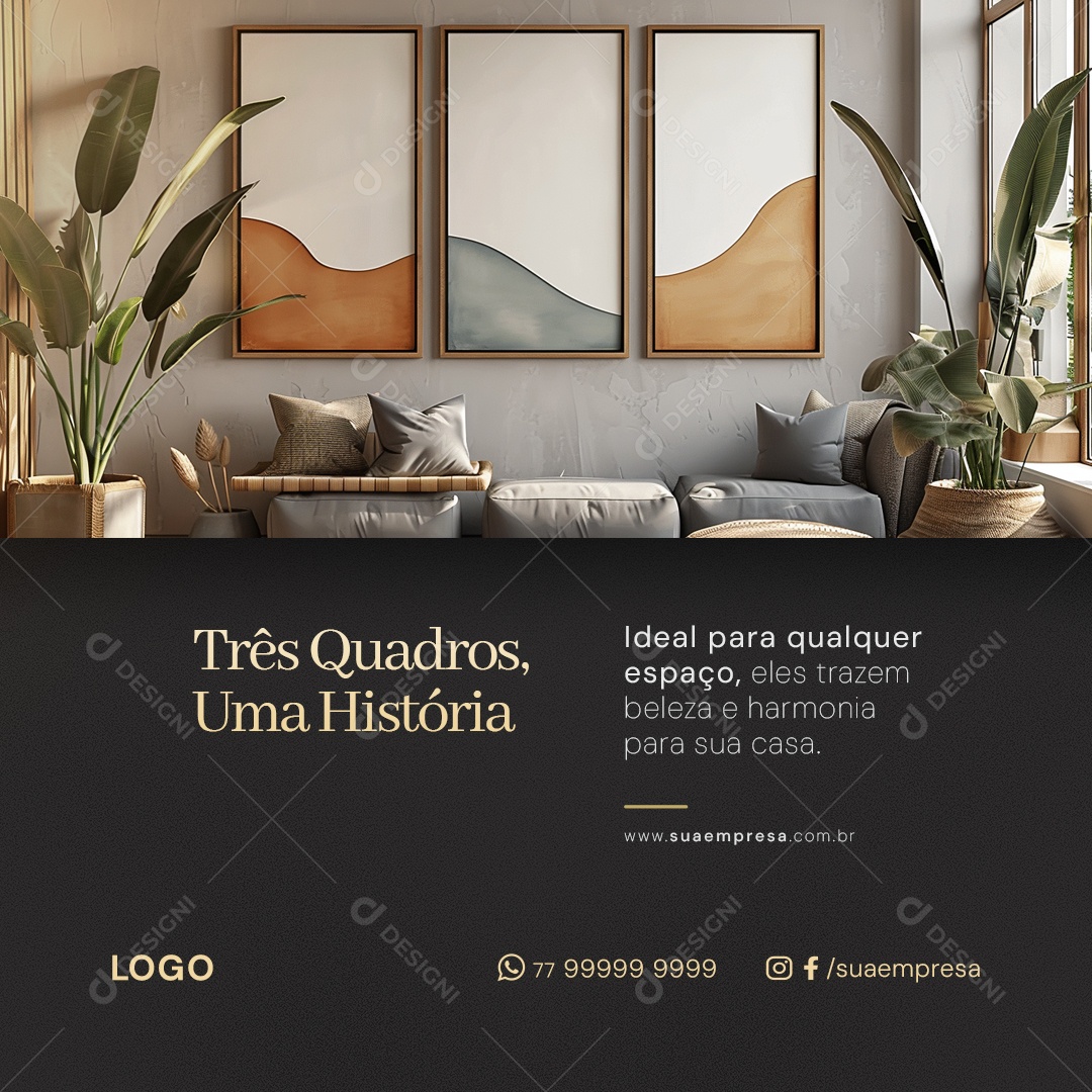 Três Quadros uma Histórias Social Media PSD Editável