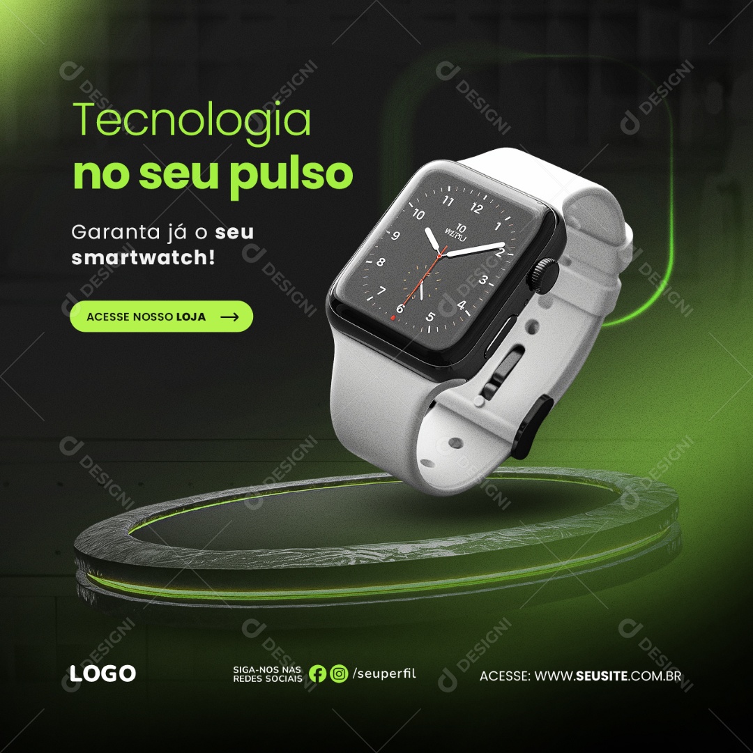 Tecnologia no seu Pulso Social Media PSD Editável