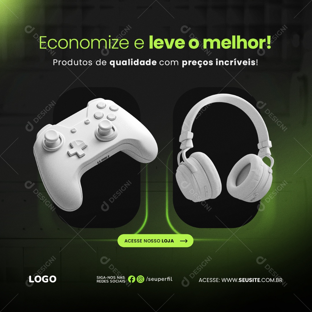 Economize e Leve o Melhor Produtos de Qualidade com Preços Incíveis Social Media PSD Editável