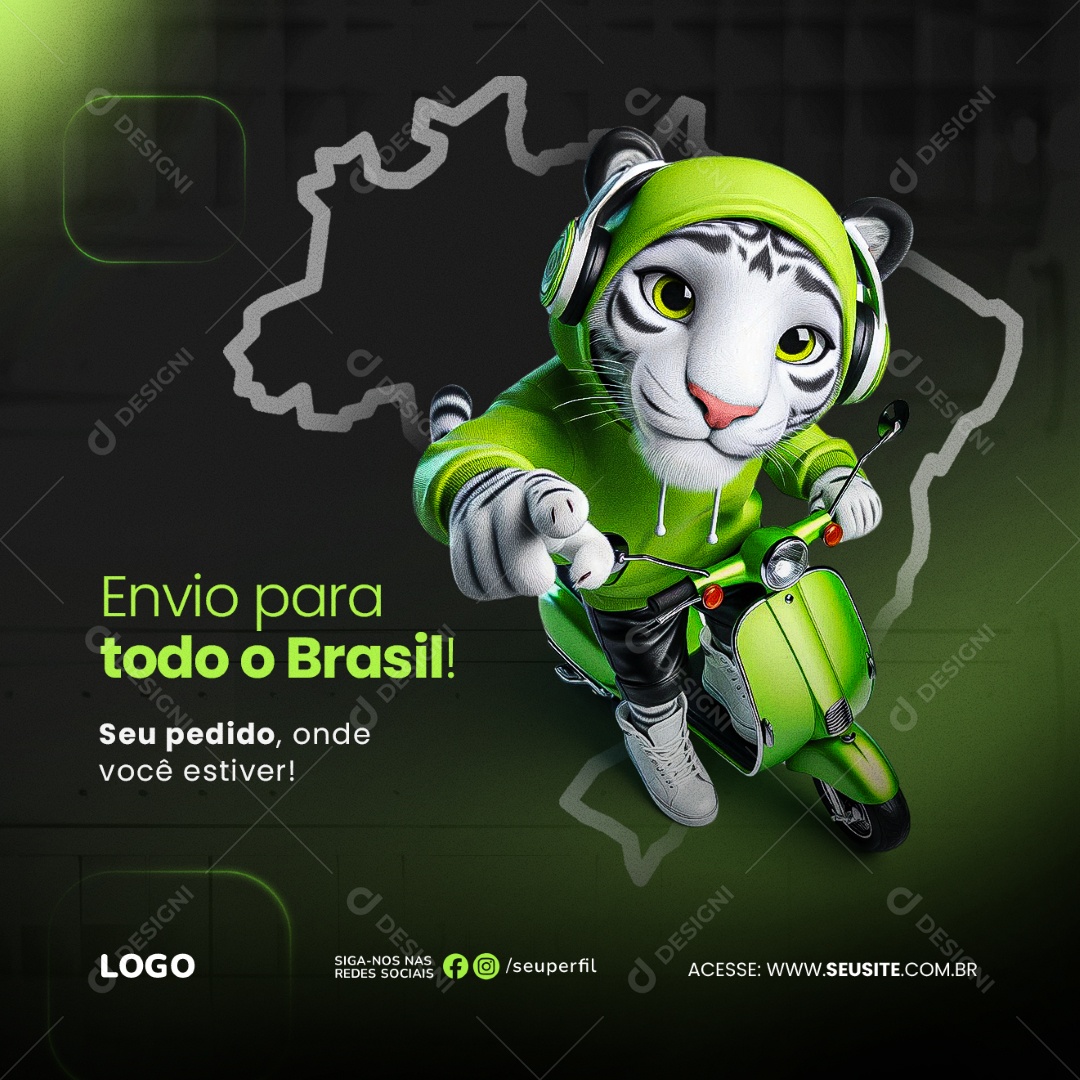 Envie para todo o Brasil seu Pedido Onde Você Estiver Social Media PSD Editável