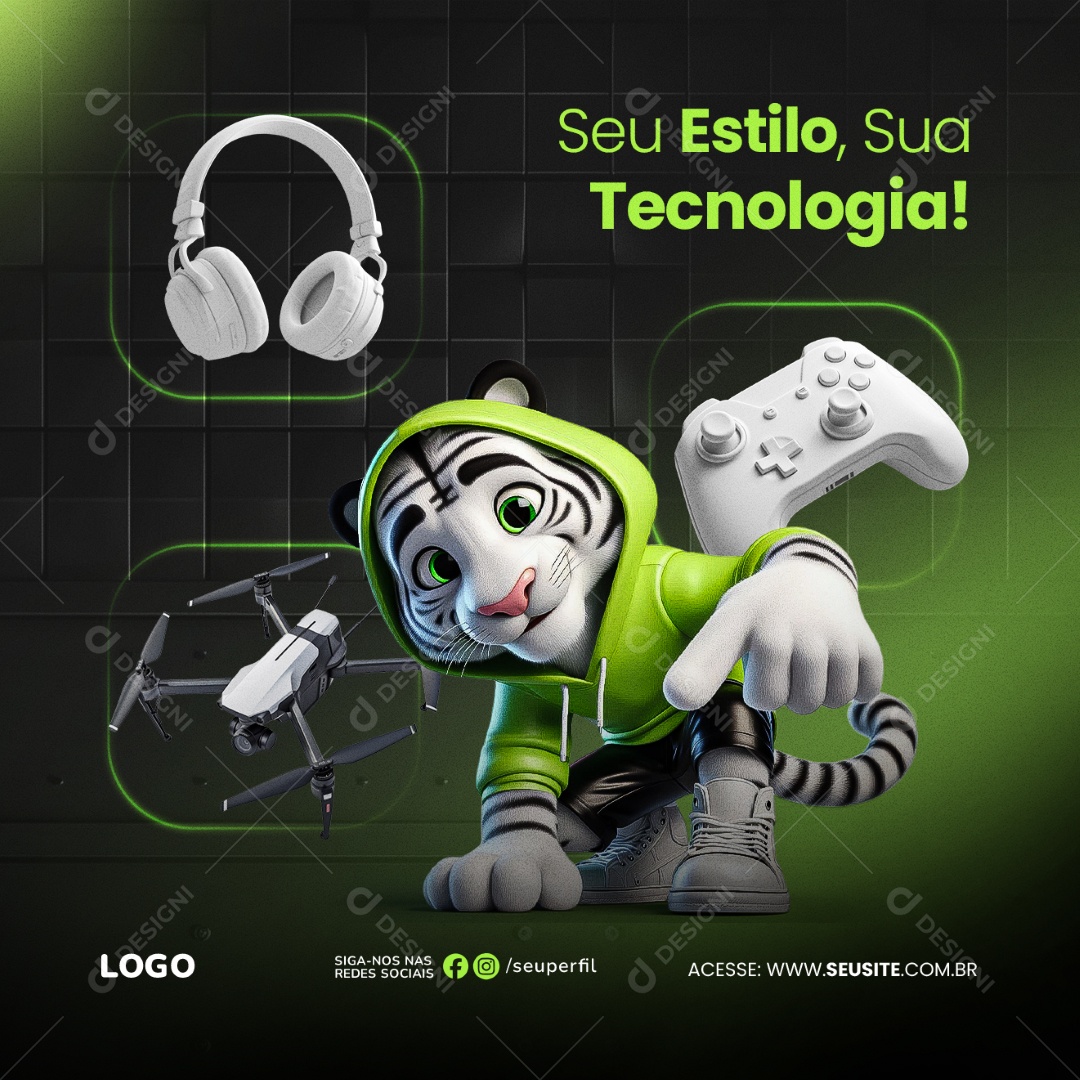 Seu Estilo sua Tecnologia Social Media PSD EEditável