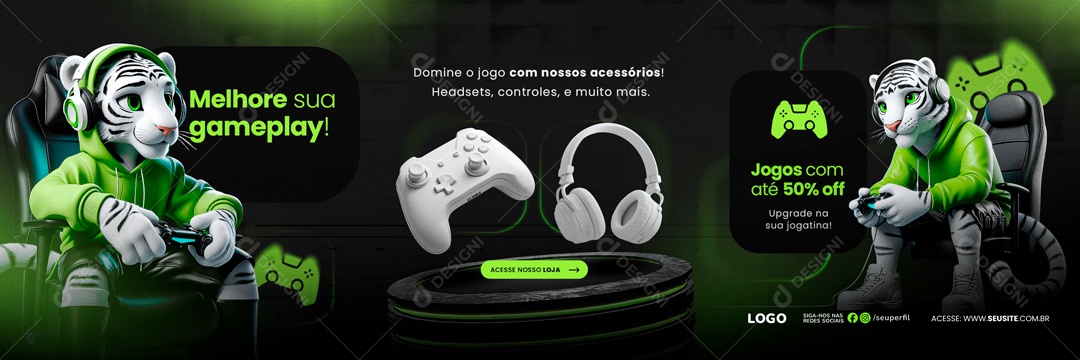 Carrossel Melhore sua Gameplay Social Media PSD Editável