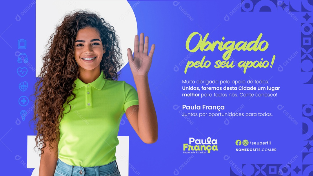 Política Obrigado pelo seu Apoio Social Media PSD Editável