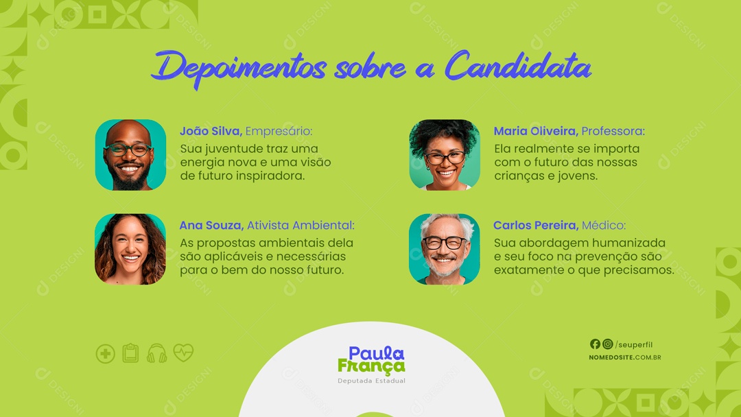 Política Depoimentos Sobre a Candidata Social Media PSD Editável