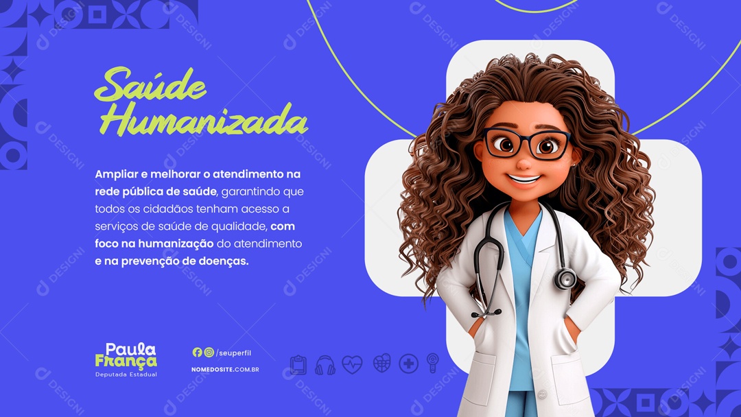 Política Saúde Humanizada Social Media PSD Editável