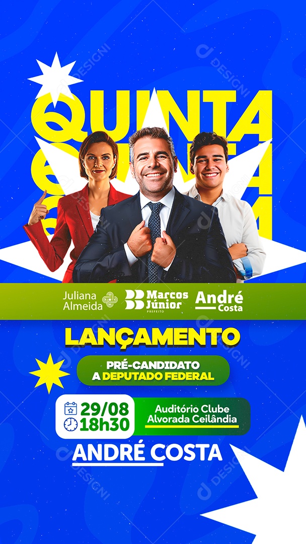 Story Política Pré Candidato a Deputado Federal André Costa Social Media PSD Editável