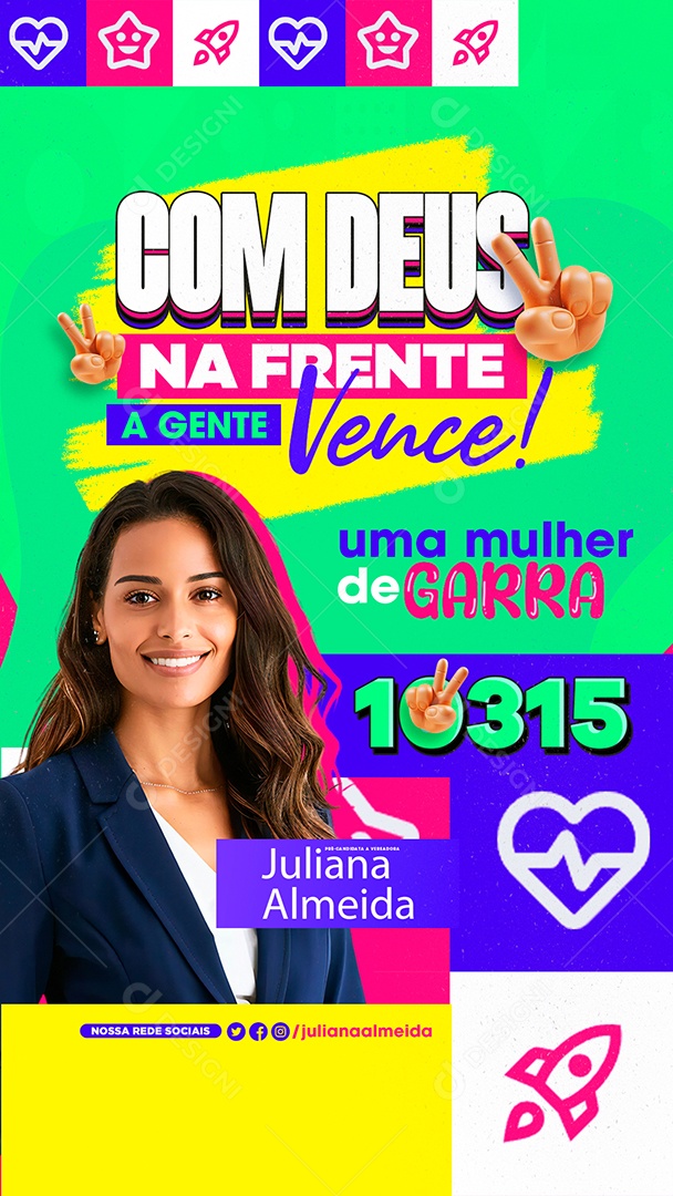 Story Política Pré Candidata a Vereadora Juliana Almeida Social Media PSD Editável