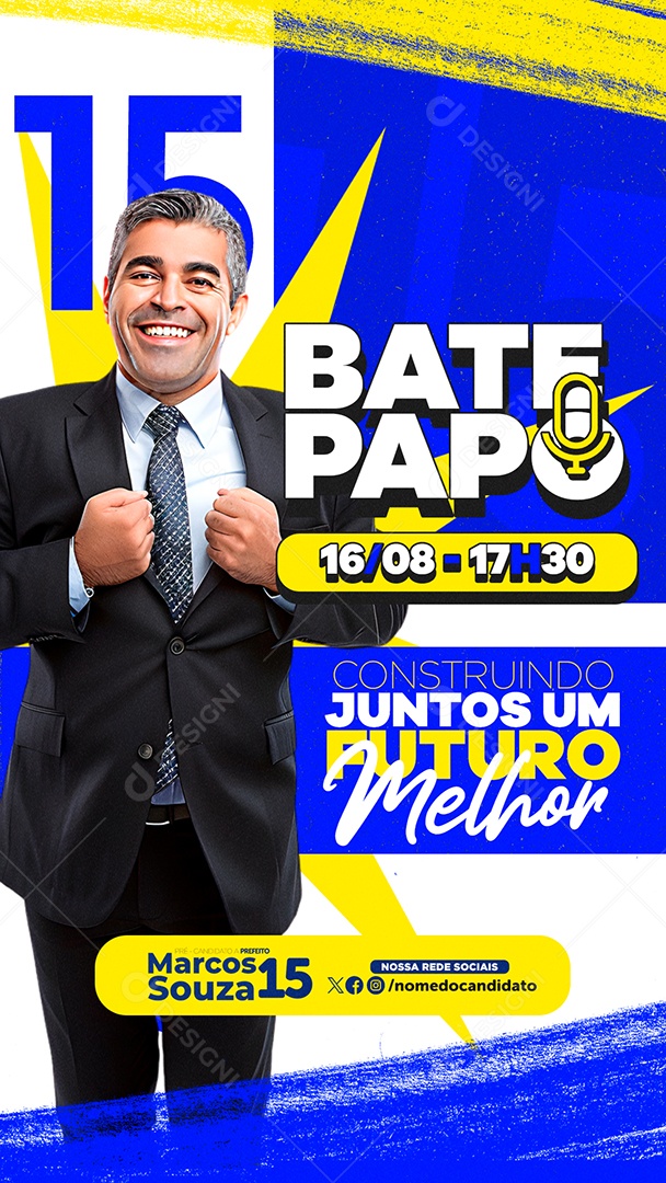 Story Política Pré Candidato Prefeito Marcos Souza Social Media PSD Editável
