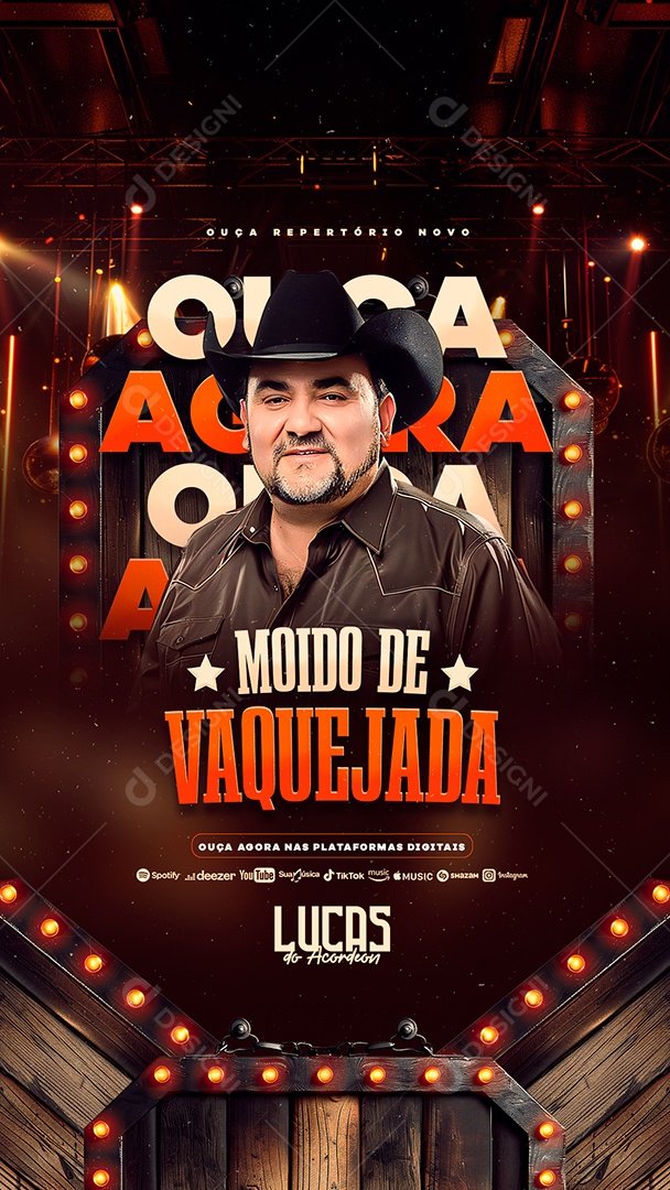 Story Flyer Ouça Agora Moido de Vaquejada Lucas do Acordeon Social Media PSD Editável