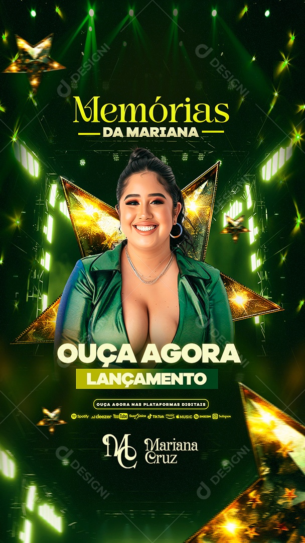 Story Flyer Ouça Agora Lançamento Mariana Cruz Social Media PSD Editável