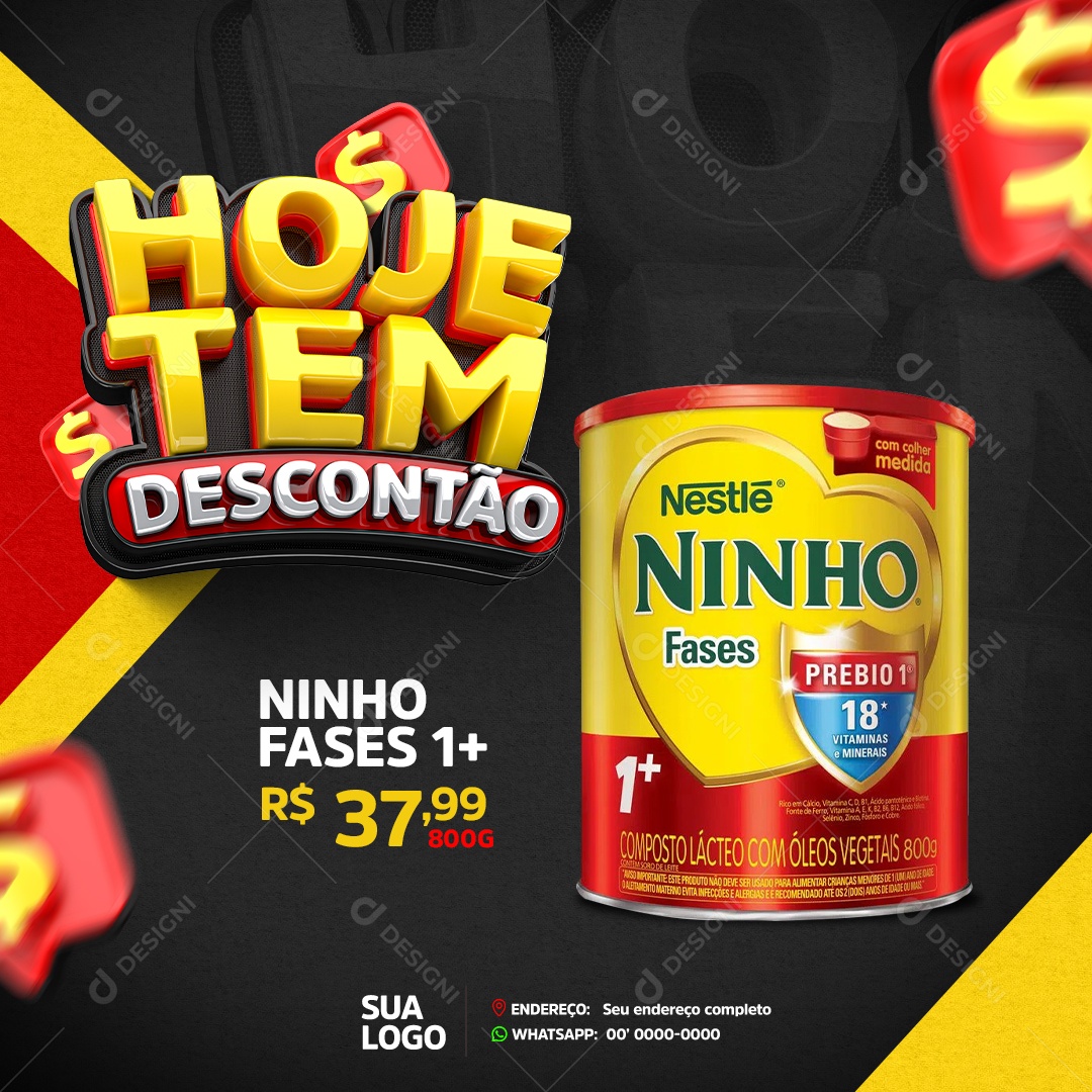 Hoje tem Desconto Promoção Ninho Fases Social Media PSD Editável