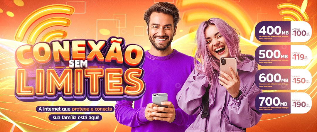 Banner Conexão sem Limites Provedor de internet Social Media PSD Editável