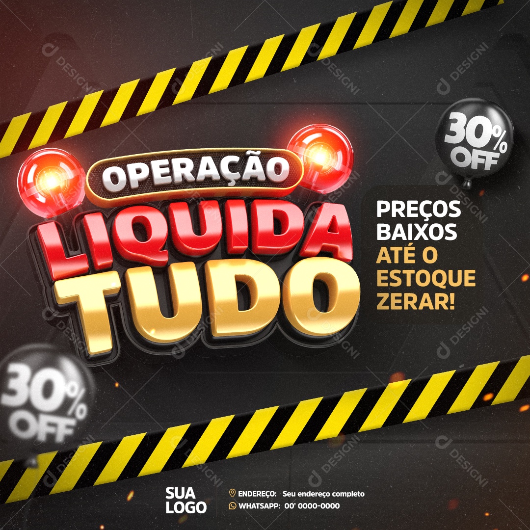 Operação Liquida Tudo Social Media PSD Editável