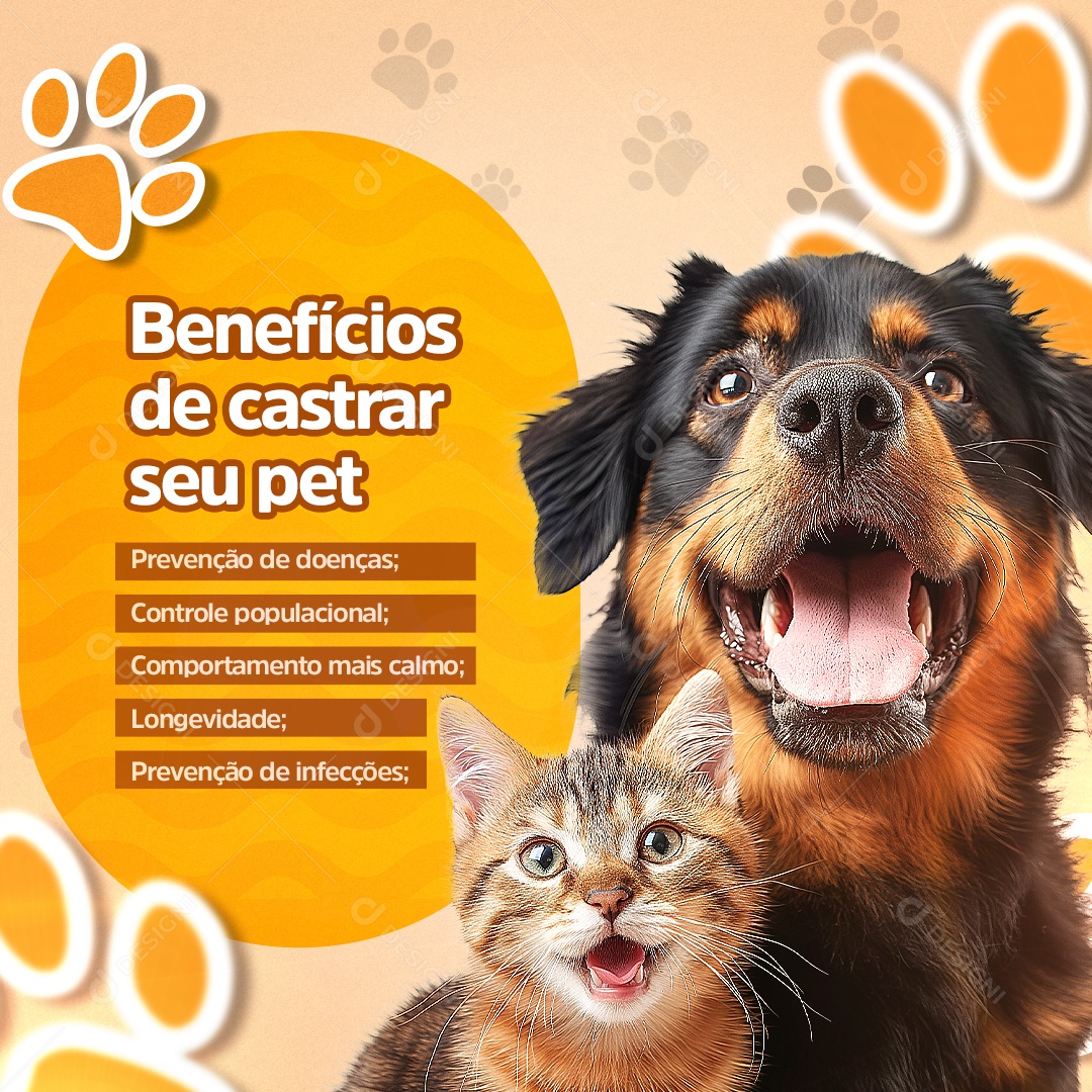 Pet Shop Benefícios de Castrar seu Pet Social Media PSD Editável