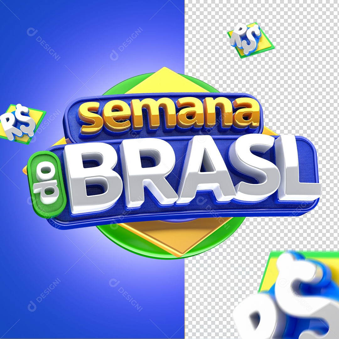 Semana Do Brasil Selo 3D Para Composição PSD