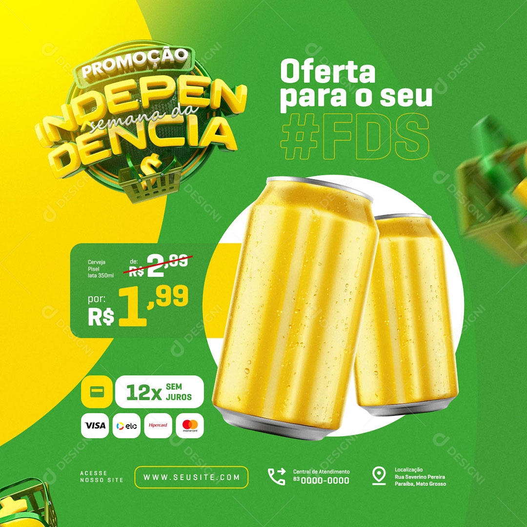 Promoção Semana da Independência Supermercado Oferta Social Media PSD Editável
