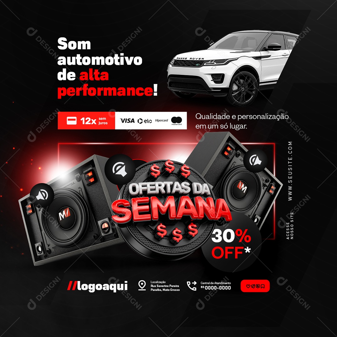 Som Turbinado Som Automotivo de Alta Perfomance Social Media PSD Editável