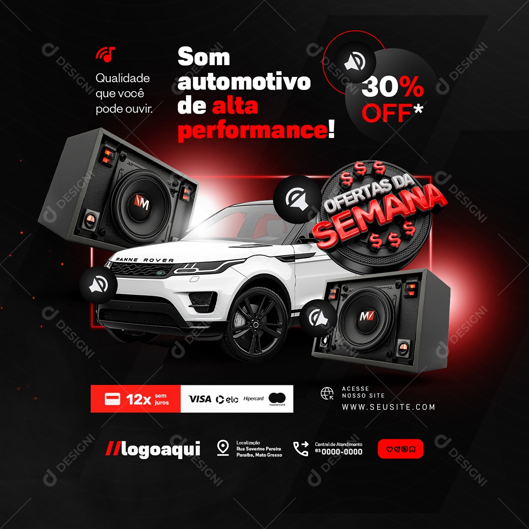 Som Turbinado Som Automotivo de Alta Perfomance Social Media PSD Editável