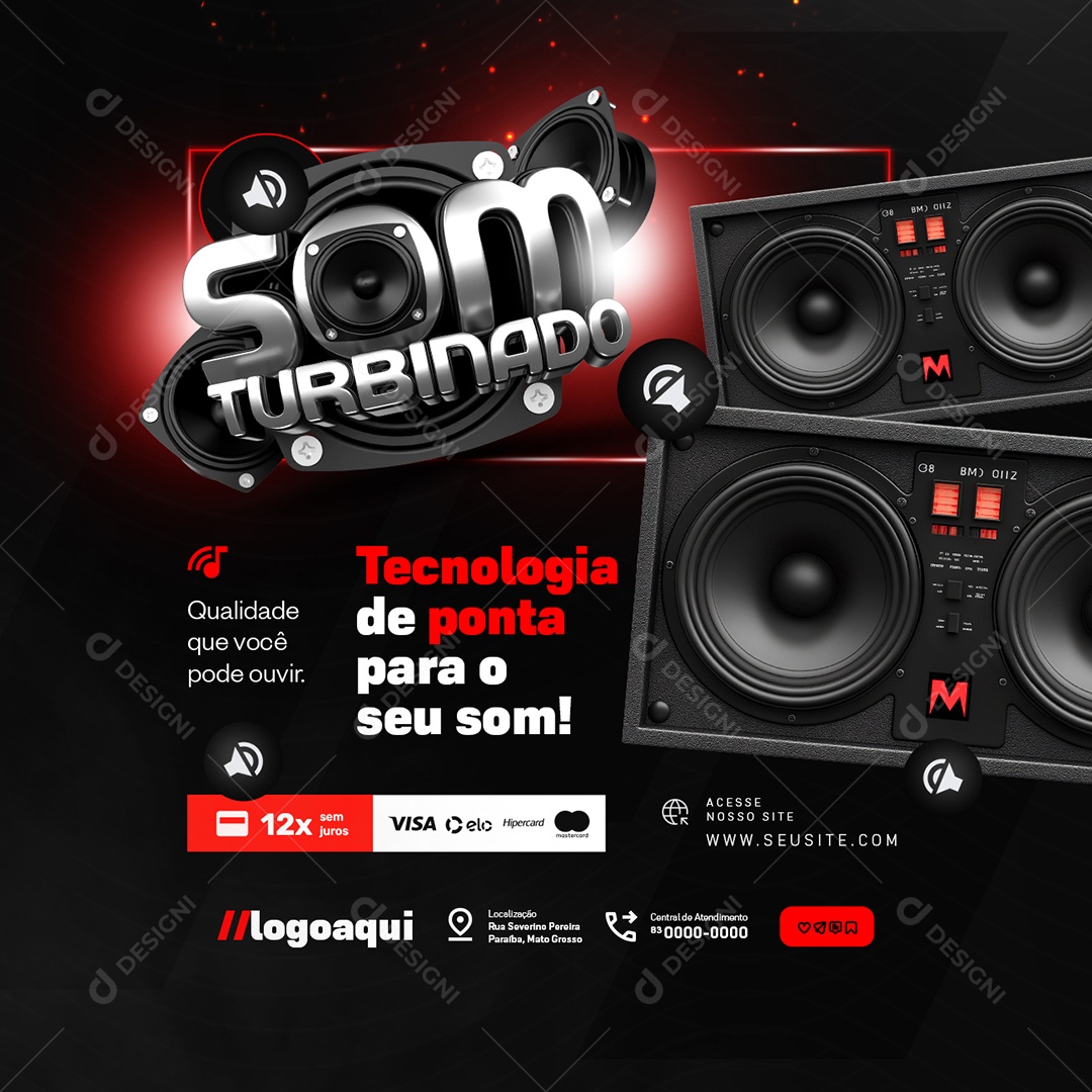 Som Turbinado Som Automotivo Tecnologia de Ponta Social Media PSD Editável