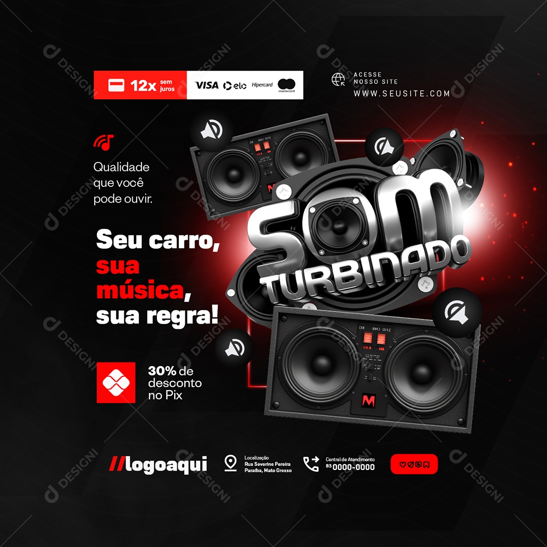 Som Turbinado Som Automotivo Seu Carro sua Música Social Media PSD Editável