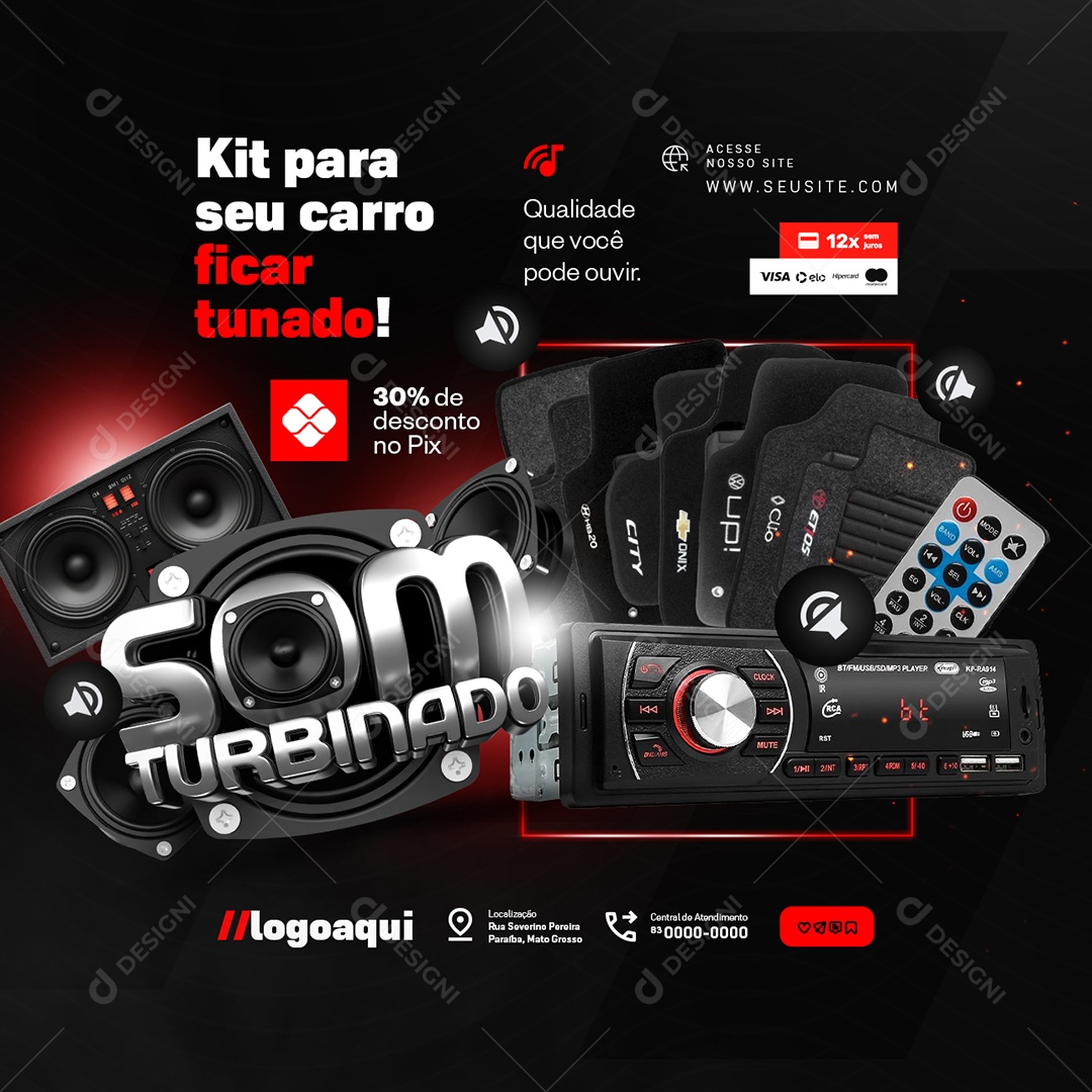 Som Turbinado Som Automotivo Kit para Seu Carro Social Media PSD Editável