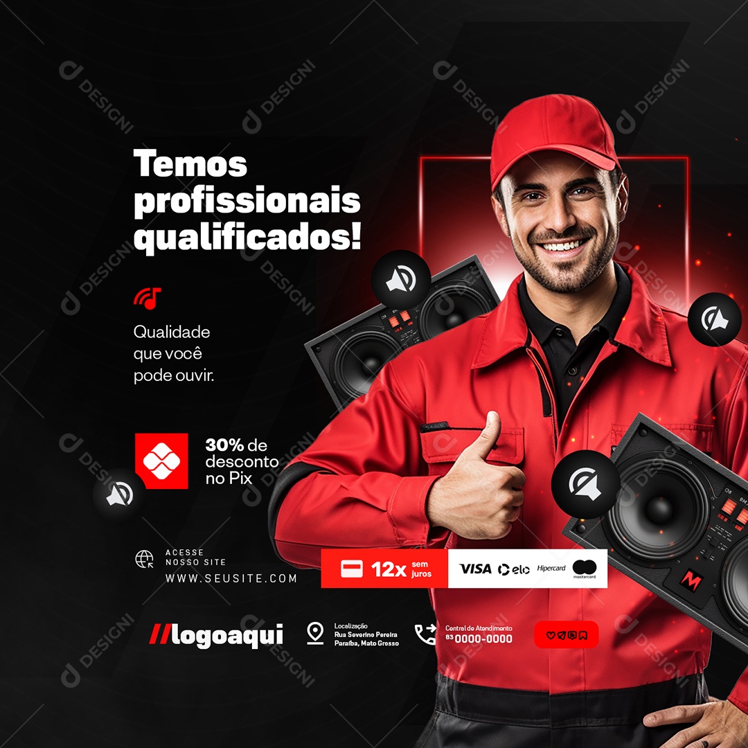 Som Turbinado Som Automotivo 30% de Desconto no Pix Social Media PSD Editável